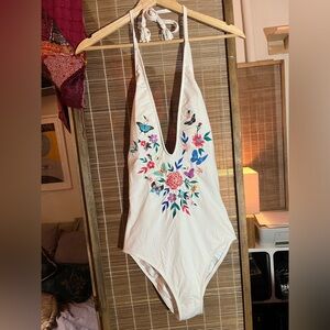 Johnny Was Mariposa embroidered one piece swim suit